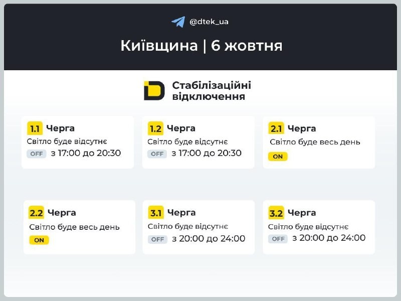 У Києві запроваджують погодинні графіки стабілізаційних відключень світла