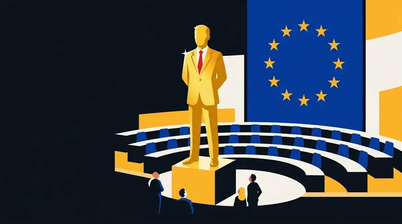У будівлі Європарламенту встановили позолочену статую Трампа